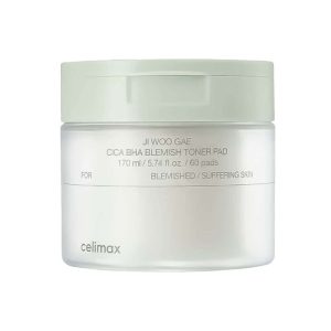 Celimax Ji Woo Gae Cica BHA Blemish Toner Pad — Пэды от воспалений для проблемной кожи, 170 мл (60 шт.)